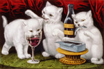 White Cats Drinking Wine