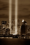 Sepia and Vertical Photograph of the Tribute in Light Memorial