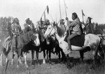 6 Crow Indians on Horseback