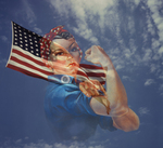 Rosie the Riveter With the American Flag