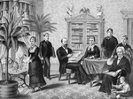 President Garfield and Family in a Library