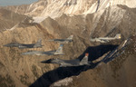 Five Fighter Jets Over Sawtooth Mountains