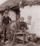 Couple Using a Spinning Wheel
