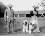 Couple With Old English Sheepdogs