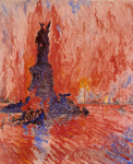 New York and Statue of Liberty in Fire
