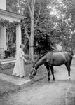 Helen Keller With a Horse in 1907