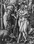 Adam, Eve, Snake, Bull and Pig in the Garden
