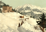 People Walking in a Snow Path, Leysin, Switzerland