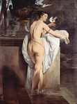 Photo of Carlotta Chabert as Venus, Standing Nude in a Garden With Doves by Francesco Hayez