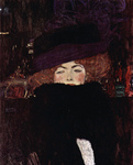 Photo of a Red Haired Woman Wearing a Hat by Gustav Klimt