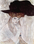 Photo of a Woman Wearing a Black Plumed Hat by Gustav Klimt