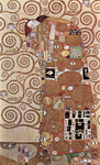 Photo of a Woman and Man Embracing, Surrounded by Spirals, Fulfilment or The Embrace by Gustav Klimt