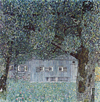 Photo of Oberosterreichisches Bauernhaus, Building Through Trees by Gustav Klimt