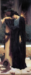 Photo of a Sad Woman in a Black Robe, titled Lachrymae by Frederic Lord Leighton