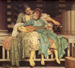Photo of a Woman Teaching a Girl How to Play an Instrument, Music Lesson by Frederic Lord Leighton