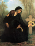 Photo of Two Women, One a Widow, Crouching at a Grave, the Day of the Dead by William-Adolphe Bouguereau