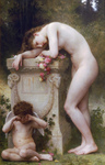 Photo of a Woman With Cupid, Mourning the Loss of Her Lover, Elegy by William-Adolphe Bouguereau