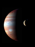 Stock Photography of Jupiter and Io, its Volcanic Moon