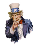 Stock Photography of Uncle Sam Pointing Outwards, I Want You, Isolated on White