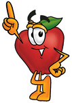 Clip art Graphic of a Red Apple Cartoon Character Pointing Upwards