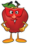 Clip art Graphic of a Red Apple Cartoon Character Wearing a Red Mask Over His Face