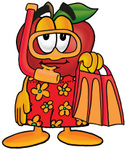 Clip art Graphic of a Red Apple Cartoon Character in Orange and Red Snorkel Gear