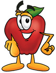 Clip art Graphic of a Red Apple Cartoon Character Pointing at the Viewer