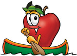 Clip art Graphic of a Red Apple Cartoon Character Rowing a Boat