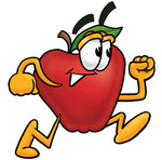 Clip art Graphic of a Red Apple Cartoon Character Running