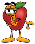 Clip art Graphic of a Red Apple Cartoon Character Whispering and Gossiping