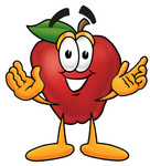 Clip art Graphic of a Red Apple Cartoon Character With Welcoming Open Arms