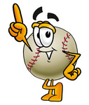 Clip art Graphic of a Baseball Cartoon Character Pointing Upwards
