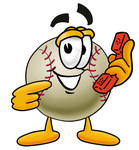 Clip art Graphic of a Baseball Cartoon Character Holding a Telephone