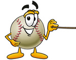 Clip art Graphic of a Baseball Cartoon Character Holding a Pointer Stick