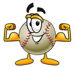 Clip art Graphic of a Baseball Cartoon Character Flexing His Arm Muscles