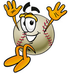 Clip art Graphic of a Baseball Cartoon Character Jumping
