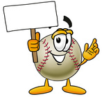 Clip art Graphic of a Baseball Cartoon Character Holding a Blank Sign