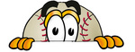 Clip art Graphic of a Baseball Cartoon Character Peeking Over a Surface