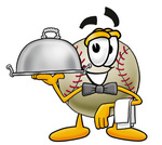 Clip art Graphic of a Baseball Cartoon Character Dressed as a Waiter and Holding a Serving Platter