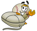 Clip art Graphic of a Baseball Cartoon Character With a Computer Mouse