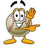 Clip art Graphic of a Baseball Cartoon Character Waving and Pointing