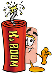 Clip art Graphic of a Bandaid Bandage Cartoon Character Standing With a Lit Stick of Dynamite