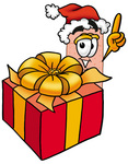Clip art Graphic of a Bandaid Bandage Cartoon Character Standing by a Christmas Present