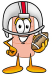 Clip art Graphic of a Bandaid Bandage Cartoon Character in a Helmet, Holding a Football