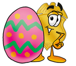 Clip art Graphic of a Gold Law Enforcement Police Badge Cartoon Character Standing Beside an Easter Egg