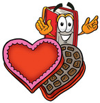Clip Art Graphic of a Book Cartoon Character Holding a Red Rose on Valentines Day