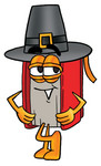 Clip Art Graphic of a Book Cartoon Character Wearing a Pilgrim Hat on Thanksgiving