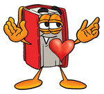 Clip Art Graphic of a Book Cartoon Character With His Heart Beating Out of His Chest