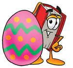 Clip Art Graphic of a Book Cartoon Character Standing Beside an Easter Egg