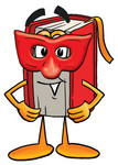 Clip Art Graphic of a Book Cartoon Character Wearing a Red Mask Over His Face
